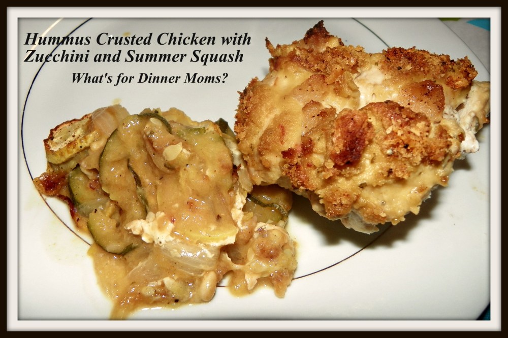 Hummus Crusted Chicken with Zucchini and Summer Squash (plated)