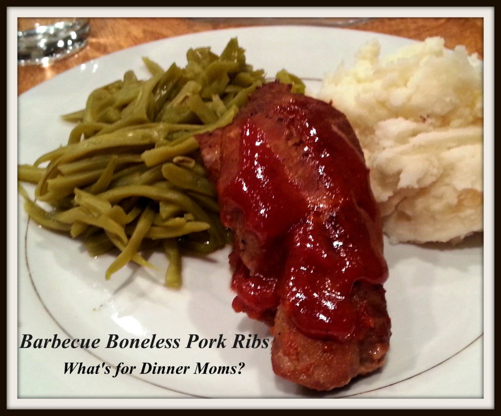 Barbecue Boneless Pork Ribs (Plated) - What's for Dinner Moms