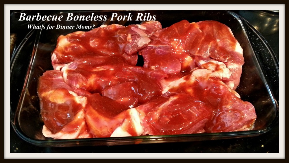 Barbecue Boneless Pork Ribs (sauced) - What's for Dinner Moms
