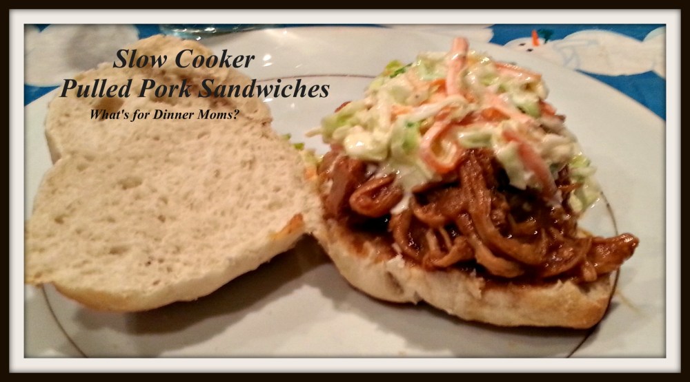 Slow Cooker Pulled Pork Sandwiches - What's for Dinner Moms